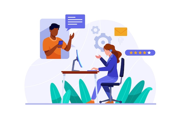 Organic flat customer support illustration