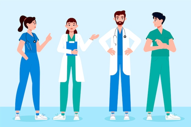 Organic flat design doctors and nurses