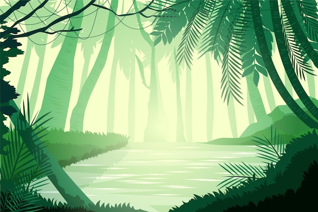 Vector organic flat design of jungle background