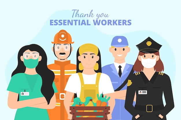 Organic flat design thank you essential workers