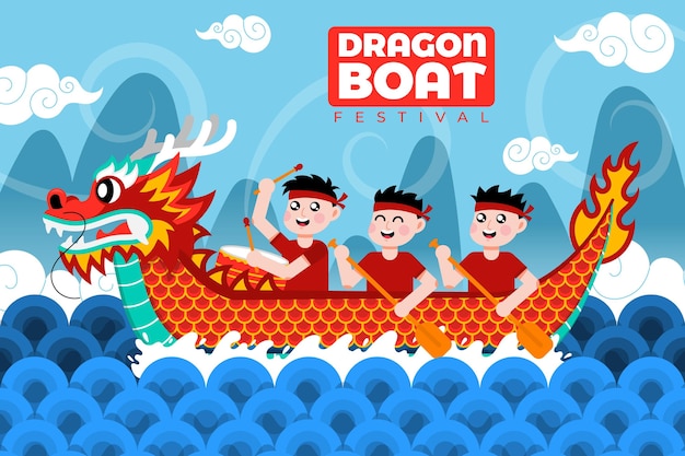 Organic flat dragon boat festival illustration