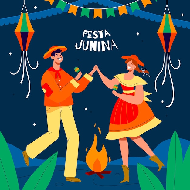 Вектор Органическая плоская иллюстрация festa junina