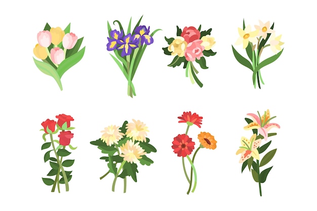 Vector organic flat flower collection