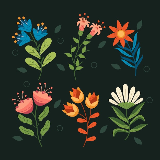 Vector organic flat flower collection