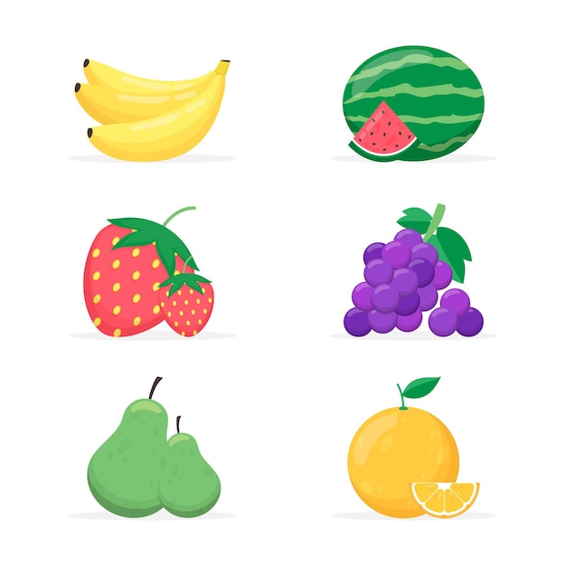 Vector organic flat fruit collection