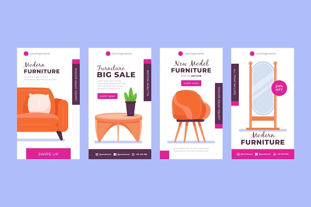 Organic flat furniture sale instagram story collection