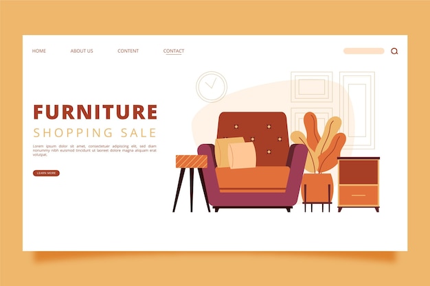 Organic flat furniture sale landing page