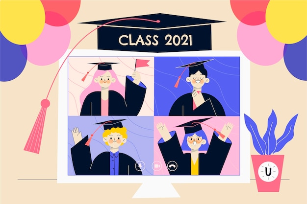 Vector organic flat graduation illustration