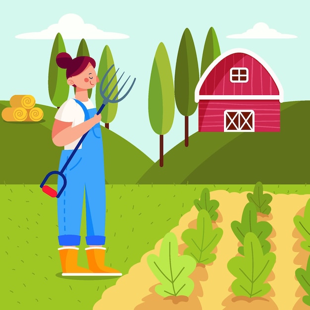 Vector organic flat illustration farming profession