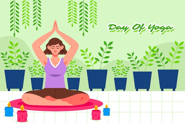 Vector organic flat international day of yoga illustration