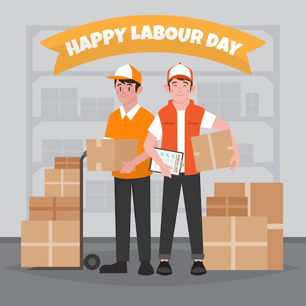 Organic flat labour day illustration