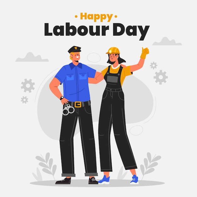 Organic flat labour day illustration