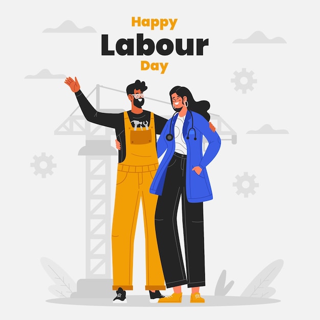 Vector organic flat labour day illustration