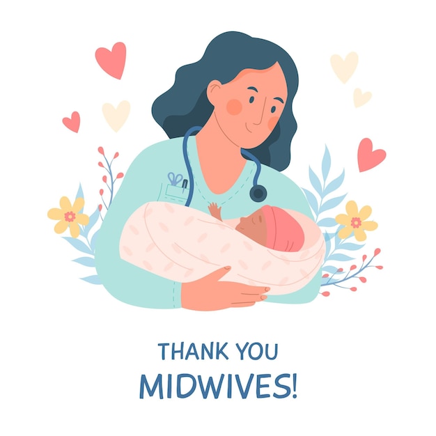 Vector organic flat midwives day illustration