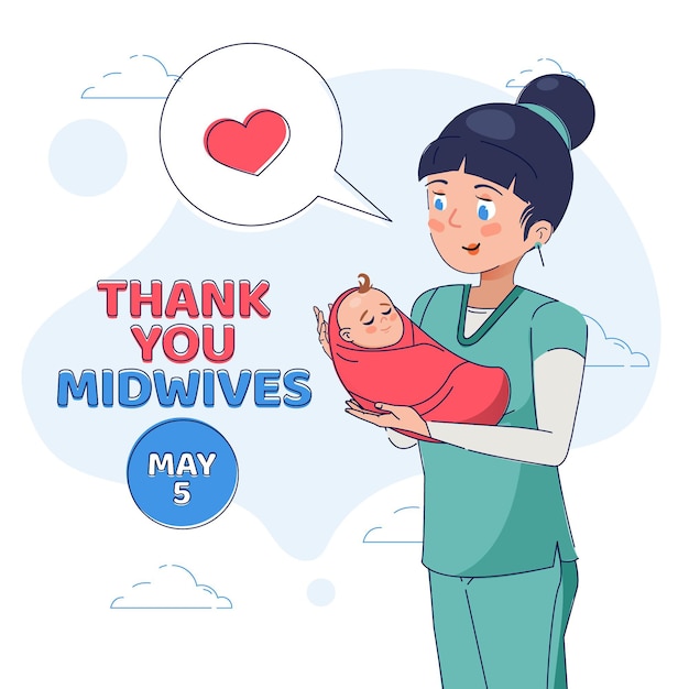 Organic flat midwives day illustration