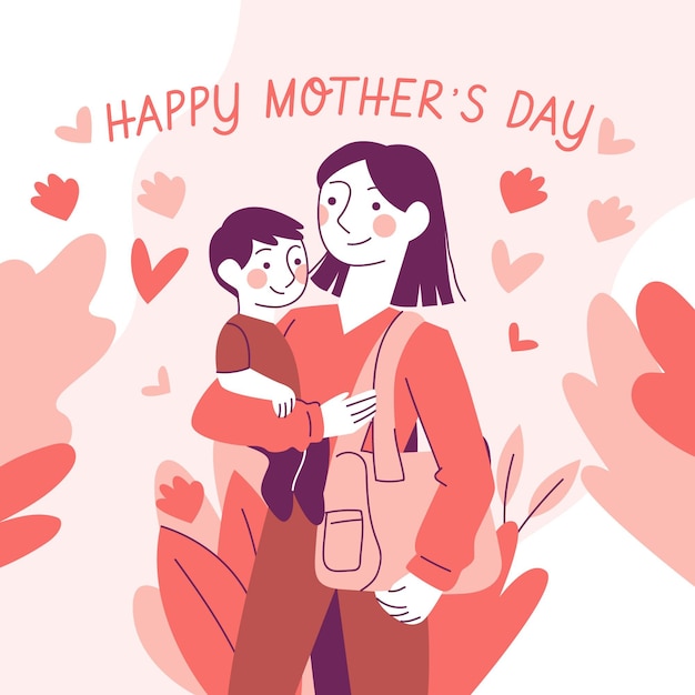 Vector organic flat mother's day illustration