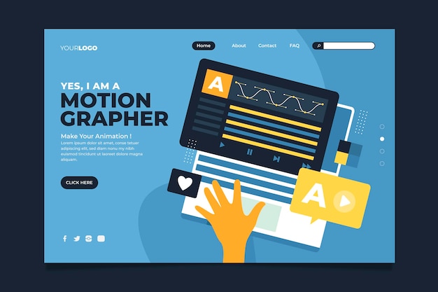 Organic flat motion graphics landing page template