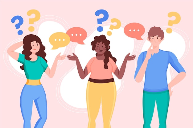 Vector organic flat people asking questions illustration