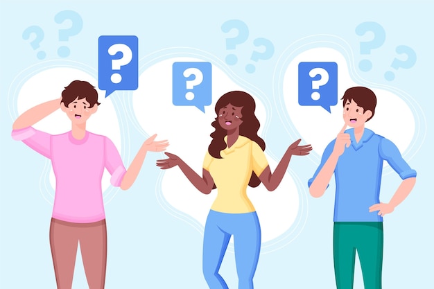 Vector organic flat people asking questions illustration