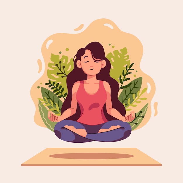 Vector organic flat people meditating illustration