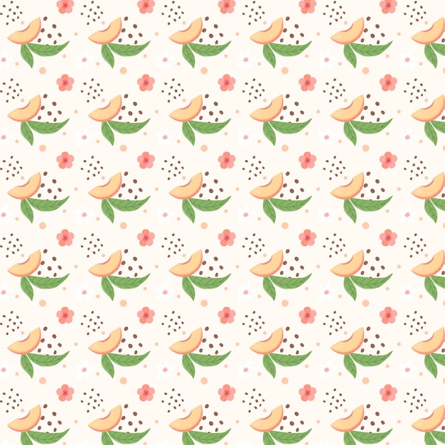 organic flat pressed flower pattern hand drawn floral pattern in peach tones Food Pattern Design