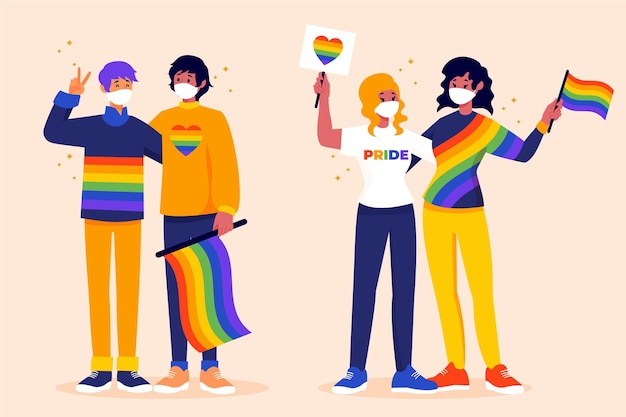 Vector organic flat pride day couple collection