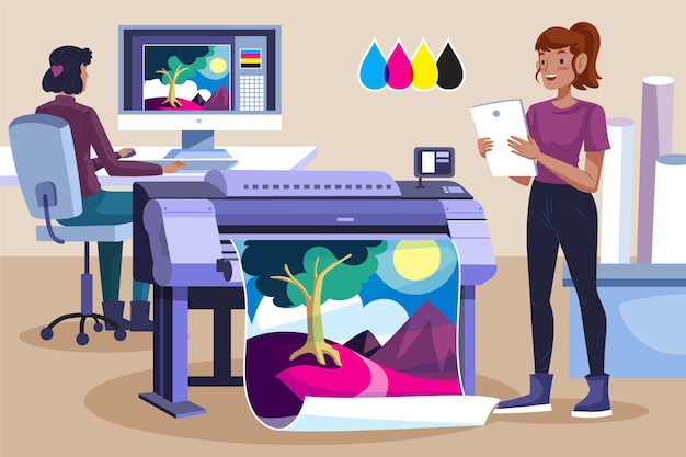 Vector organic flat printing industry illustration