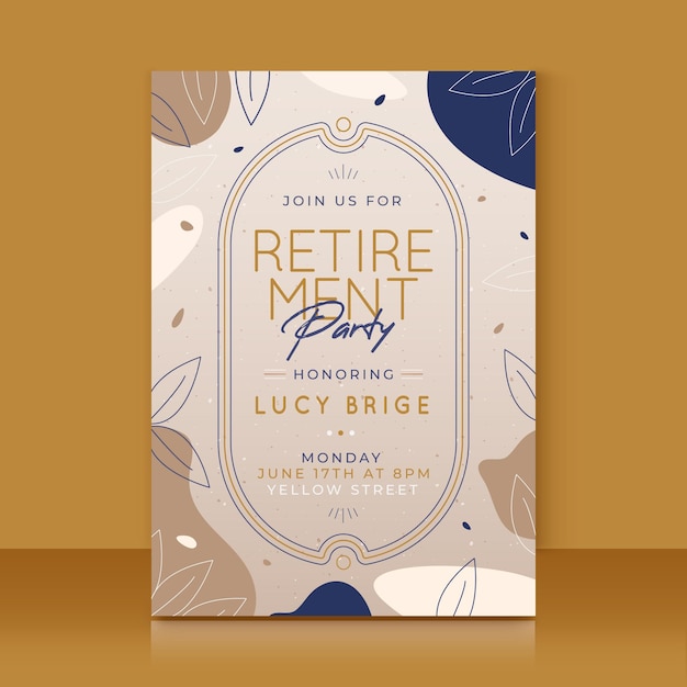 Vector organic flat retirement greeting card template