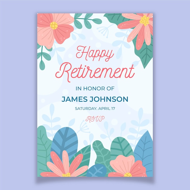 Organic flat retirement greeting card template