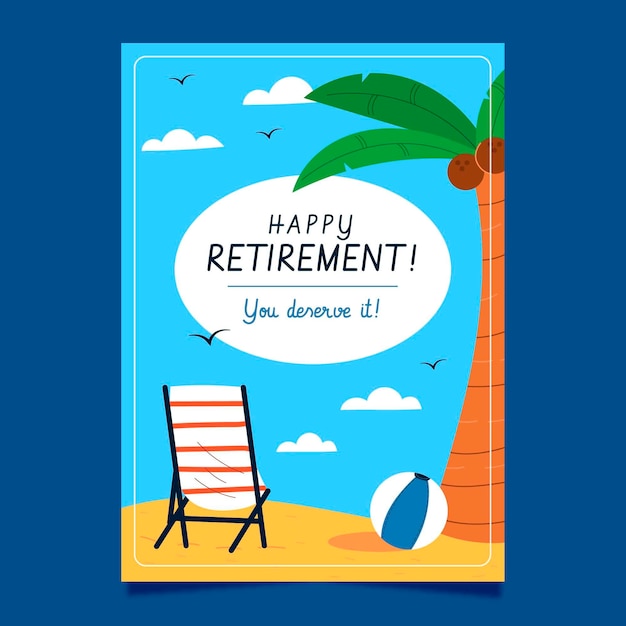 Органический плоский шаблон поздравительной открытки на пенсию