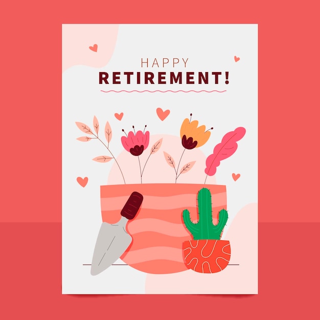 Vector organic flat retirement greeting card template