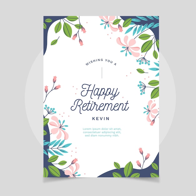 Vector organic flat retirement greeting card template