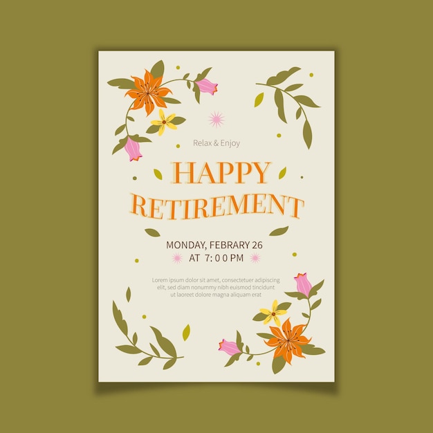 Organic flat retirement greeting card template