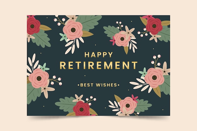 Vector organic flat retirement greeting card