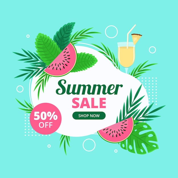 Organic flat summer sale illustration