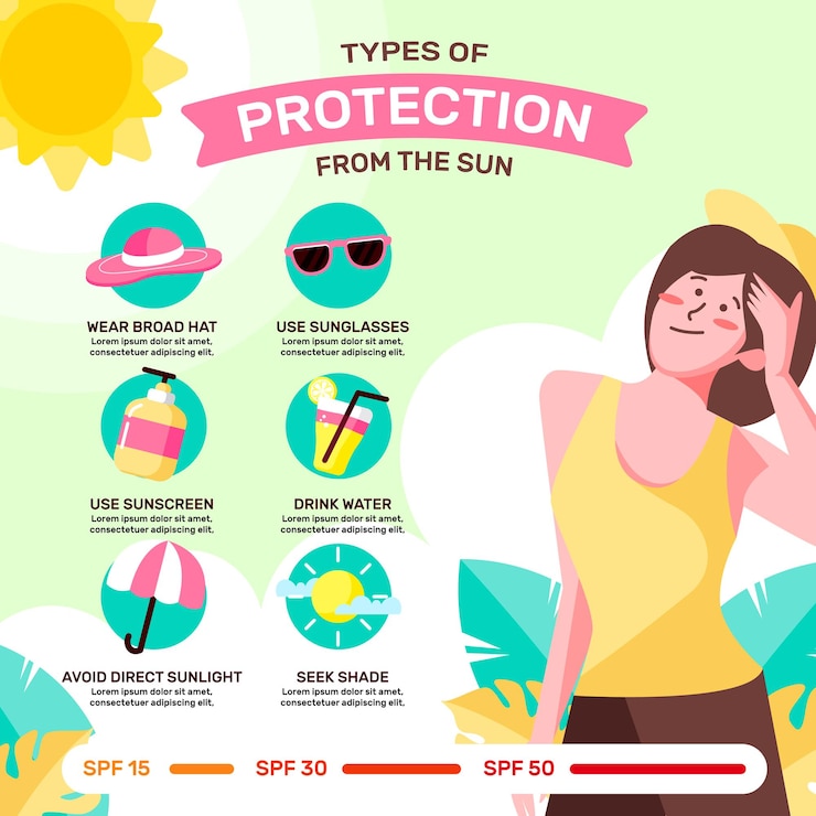 Organic flat sun protection infographic