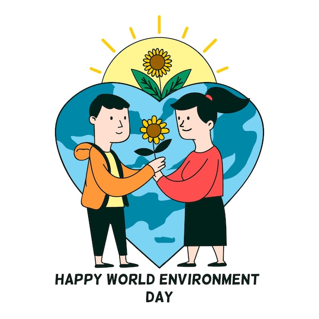 Organic flat world environment day illustration