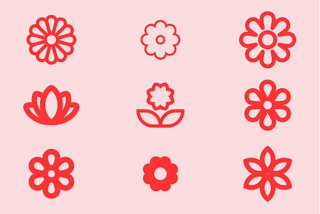 Набор векторных иконок органического цветочного графического дизайна