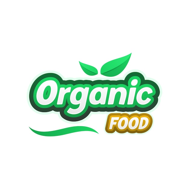 Vettore design del logo di tipografia del distintivo dell'alimento biologico