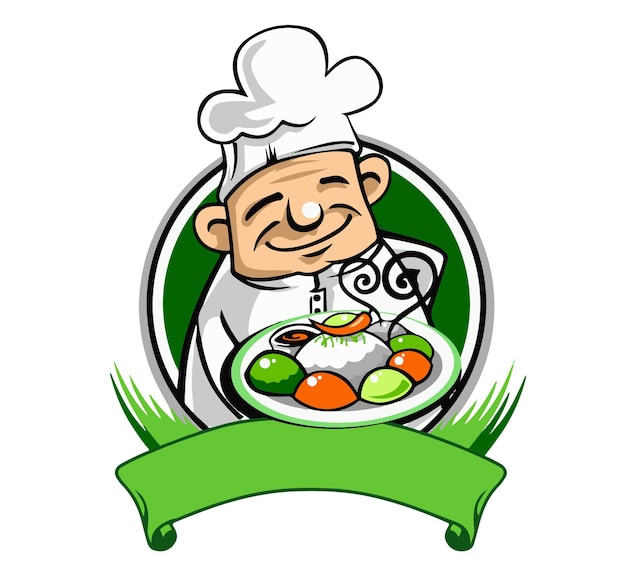 Органическая еда и векторная иллюстрация шеф-повара