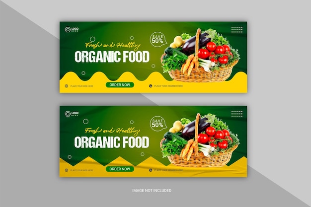 Organic food concept banner template Healthy vegetable social media post banner