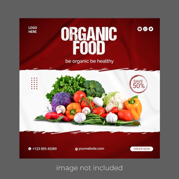 Organic Food delivery social media instagram social media post template