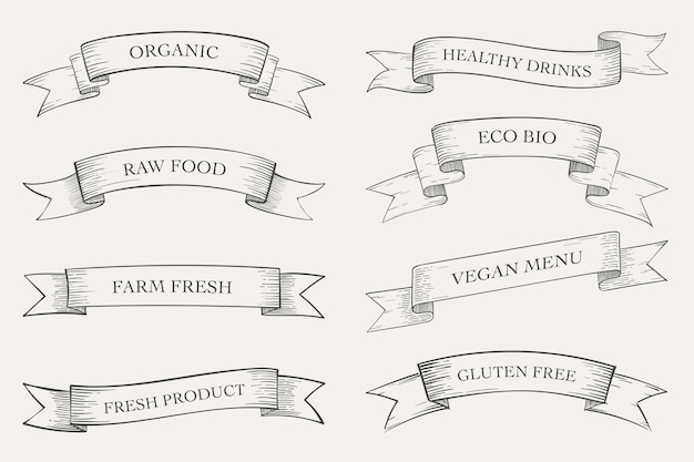 Alimenti biologici, collezione di banner di prodotti eco.
