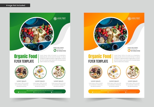 Modello di volantino per alimenti biologici o volantino per menu di cibo e modello di volantino per ristorante