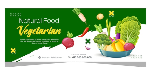 organic food horizontal banner template design