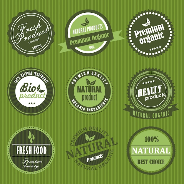 Vector organic food labels