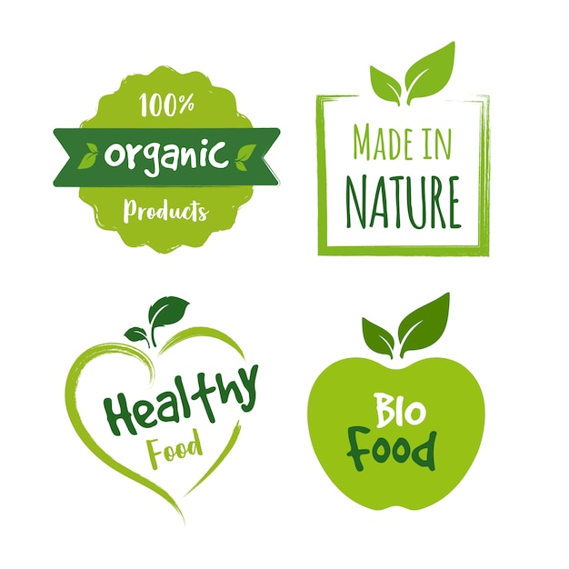 Vector organic food logo collection