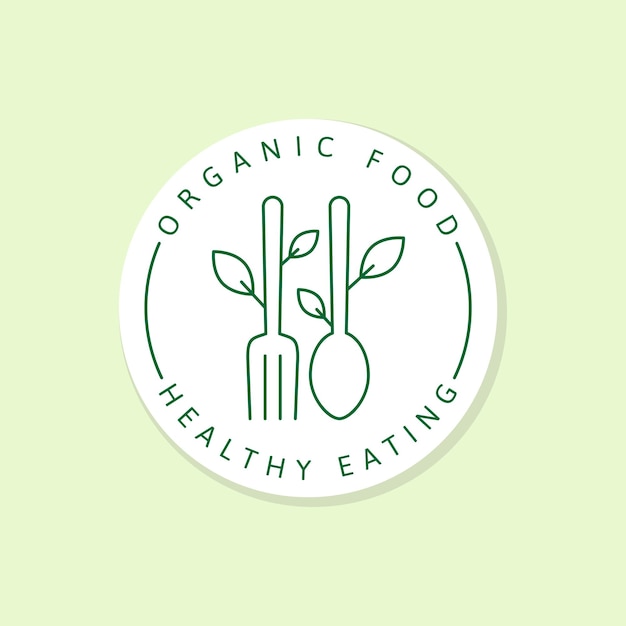 Вектор наклейки с логотипом или иллюстрацией этикетки органических продуктов питания