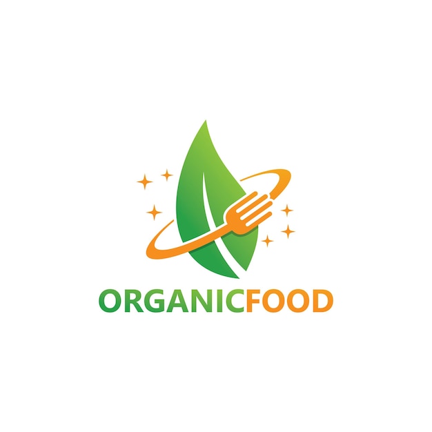 Vettore disegno del modello di logo di alimenti biologici