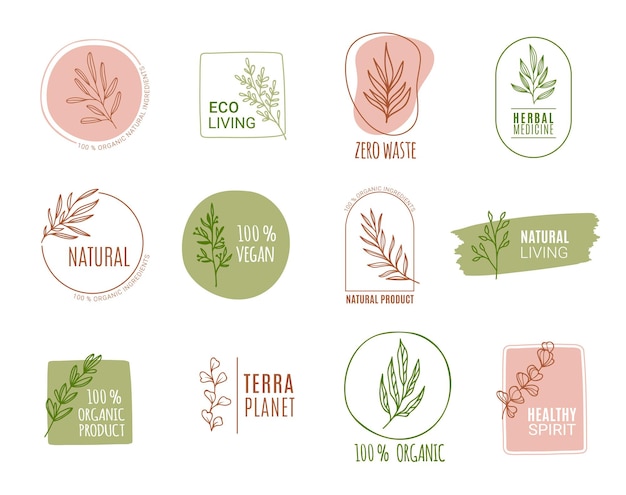 Vector organic food natural or eco product label